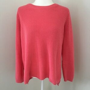 525 America 100% Cotton Coral Knit Hi-Low Sweater